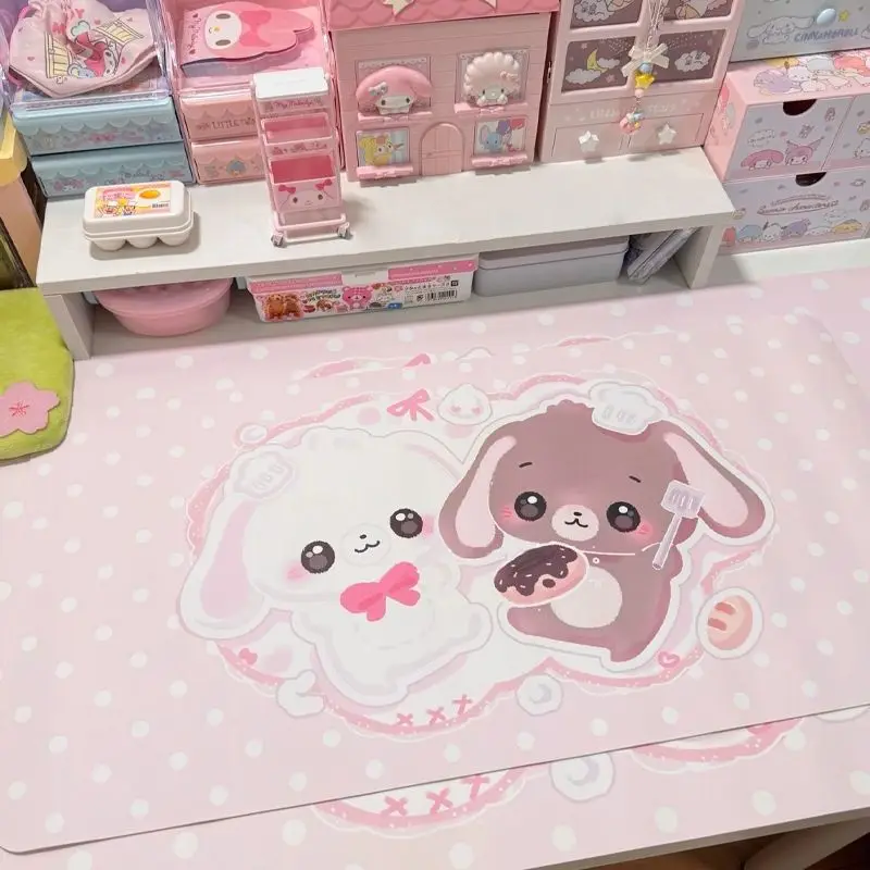 New Kawaii Cute Sanrio Sugarbunnies Pu Leather Table Mat Mouse Pad Waterproof Tablecloth Room Sweet Cartoon Decoration Girl Gift