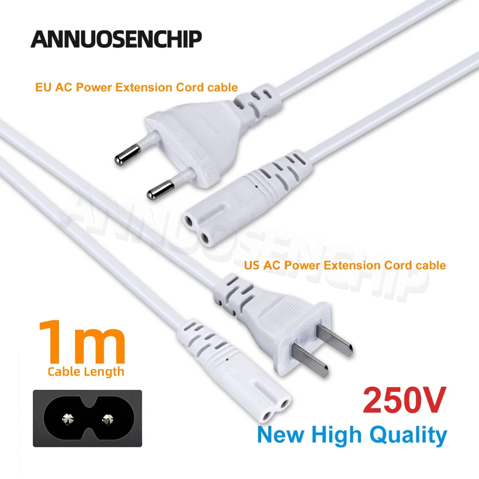 EU/US Plug IEC C7 Power Cable 1m Figure 8 Power Extension Cord For Cabinet LED Driver Power Supply PSP 3 4 Radio Laptop Computer