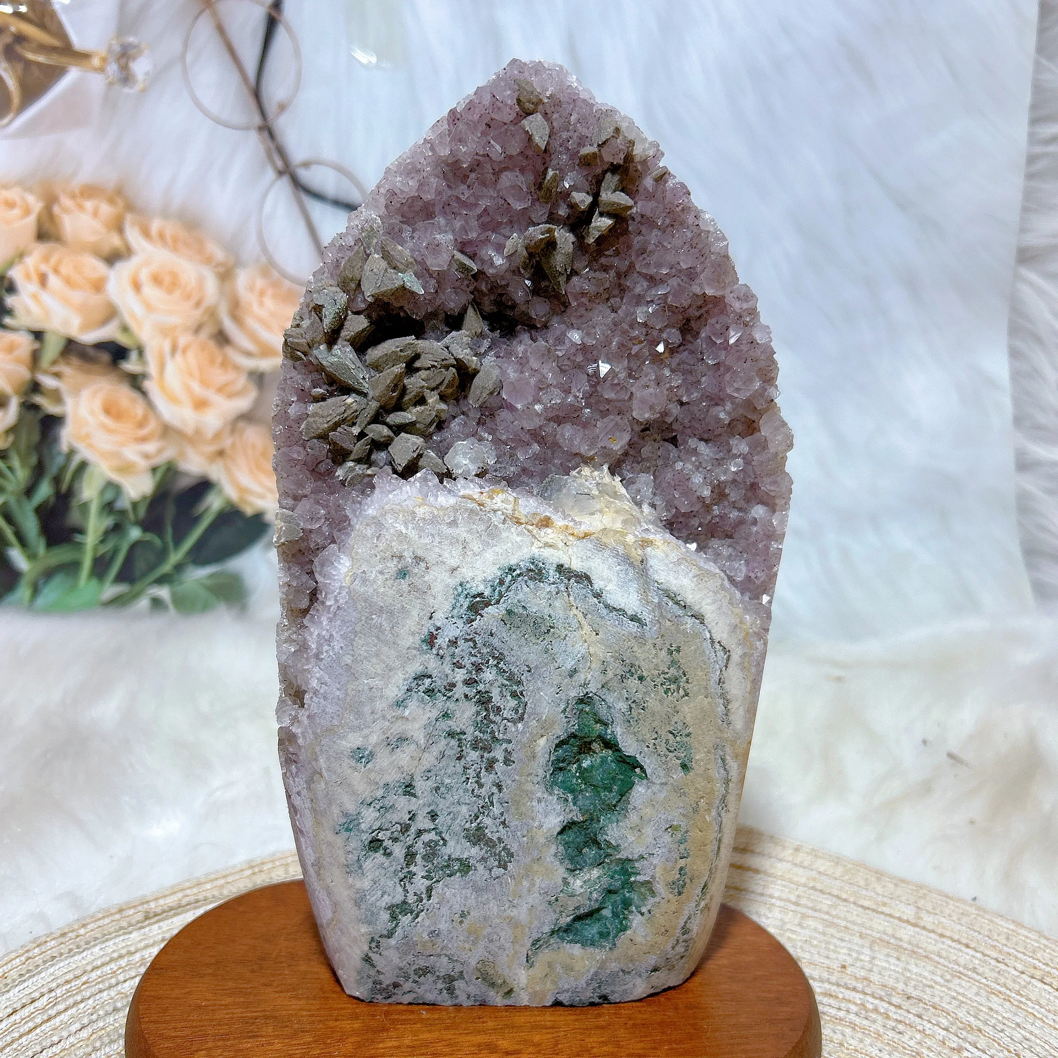 Natural Crystal Amethyst With Rutile Cluster Raw Stone Freefrom Energy Healing Brazil Gemstone High Quality Home Decoration Gift