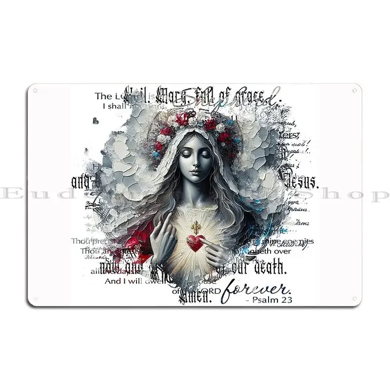Placa de Metal de Holly Maria, María, Jesús, Virgen María, Madona, decoración personalizada, diseño de Pub Vintage, cartel de estaño