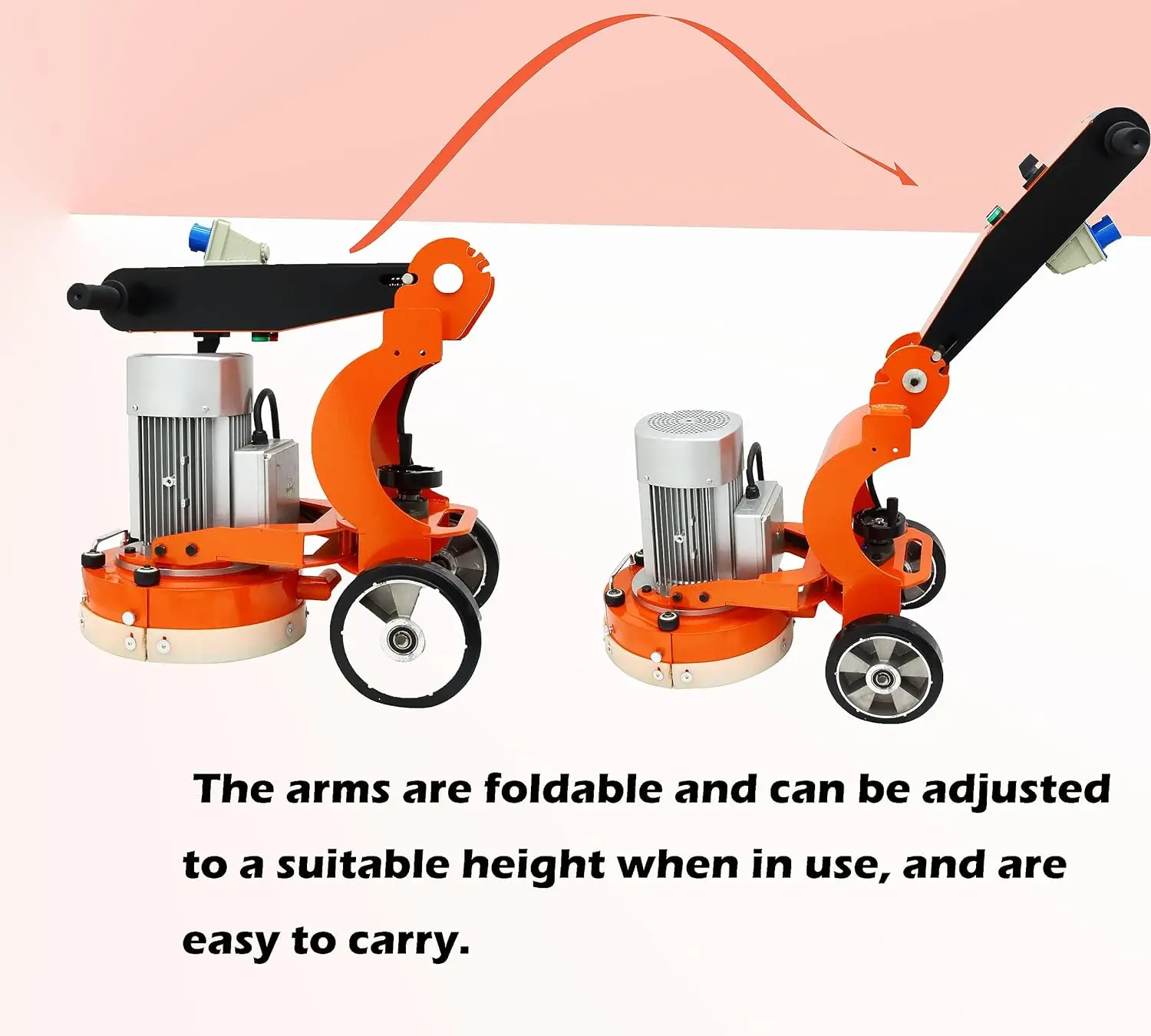 

Concrete Floor Grinder Polishing Machine for Epoxy Ground Foldable Arm Hand Push for Restore New and Old Ground 220V