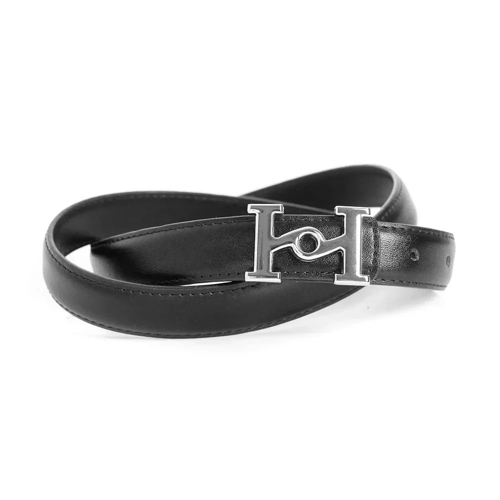 Narrow Luxury Designer Brand Vintage H Belt High Quality Women Genuine Real Leather Dress Strap for Jeans Waistband 2.3cm Grey