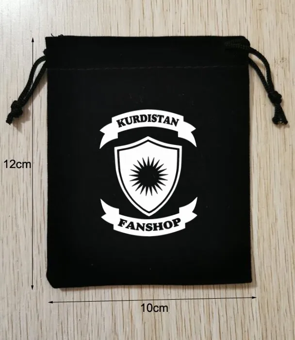 

200 Pieces Customised Logo 10x12cm Drawstring Black Velvet Bags Printed With White Color Logo