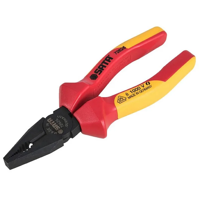 Sata 72626 Steel Wire Pliers VDE Insulated and Pressure Resistant, Labor-Saving Vise Pliers 7“