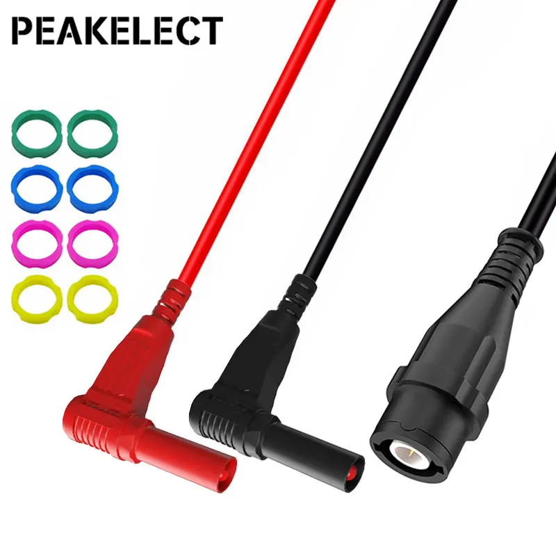 Peakelect P1207 Safety BNC Male Plug to 4mm Right Angle Banana Plug RG58 Coaxial Cable Oscilloscope Test Lead 120CM 500V/5A