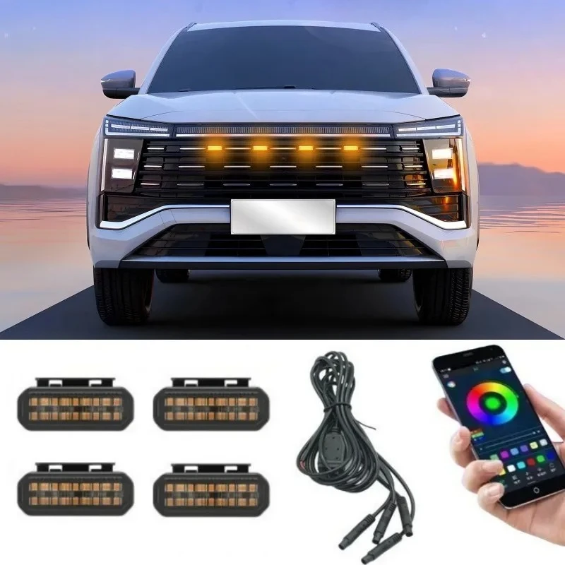 4pcs Front Grille Light Car Driving/Position Lights/Daytime Light Wheel Eyebrow Lamp For Pickup Offroad 12V LED Light