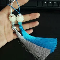 Imitation White Jade Lotus Tassel Pendant Chinese Knot Tassel Tassels Chinese Style Bookmark Fan Pendant Clothing Accessories