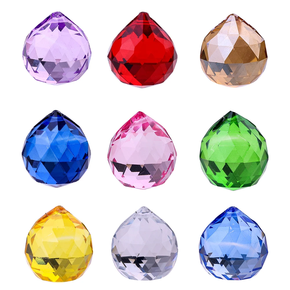 2PCS Crystal Ball Suncatcher Prism Faceted Sun Shine Catcher Shinning Rainbow Pendant Maker Hanging Window Feng Shui Home Decor