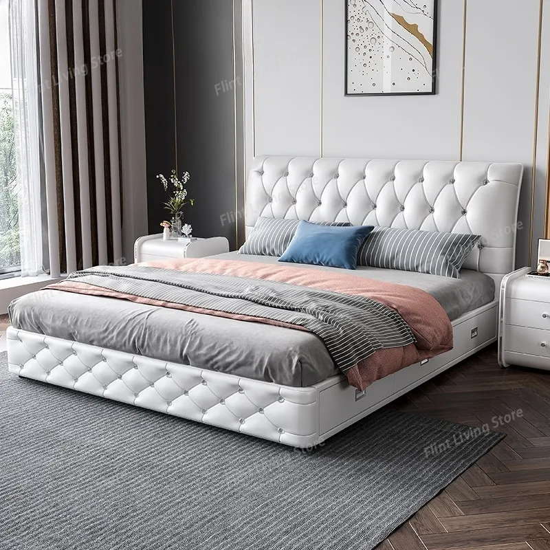 Minimalist Headboard Bed Unique Frame Sleeping Nordic Bed Queen Size Nightstands Muebles Para Dormitorio Bedroom Set Furniture