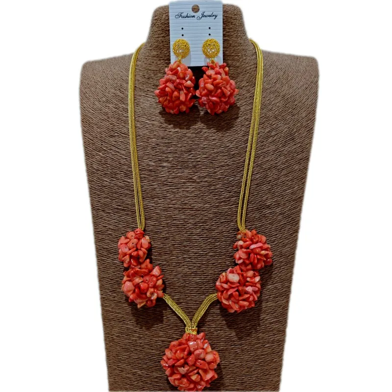 Newest Nigerian Coral Bead Jewelry Set Wedding African Bridal Necklace Jewellery Set 2026