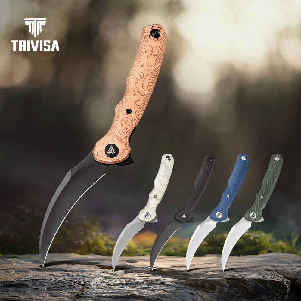 TRIVISA Lacerta Folding Pocket Lacerta Knife Sandvik 14C28N Steel Blade Tactical Outdoor Hunting Camping EDC for Gift Collection