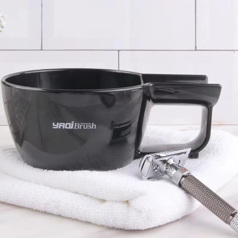 Ciotola da barba in plastica di colore nero di alta qualità Yaqi per pennello da barba da uomo
