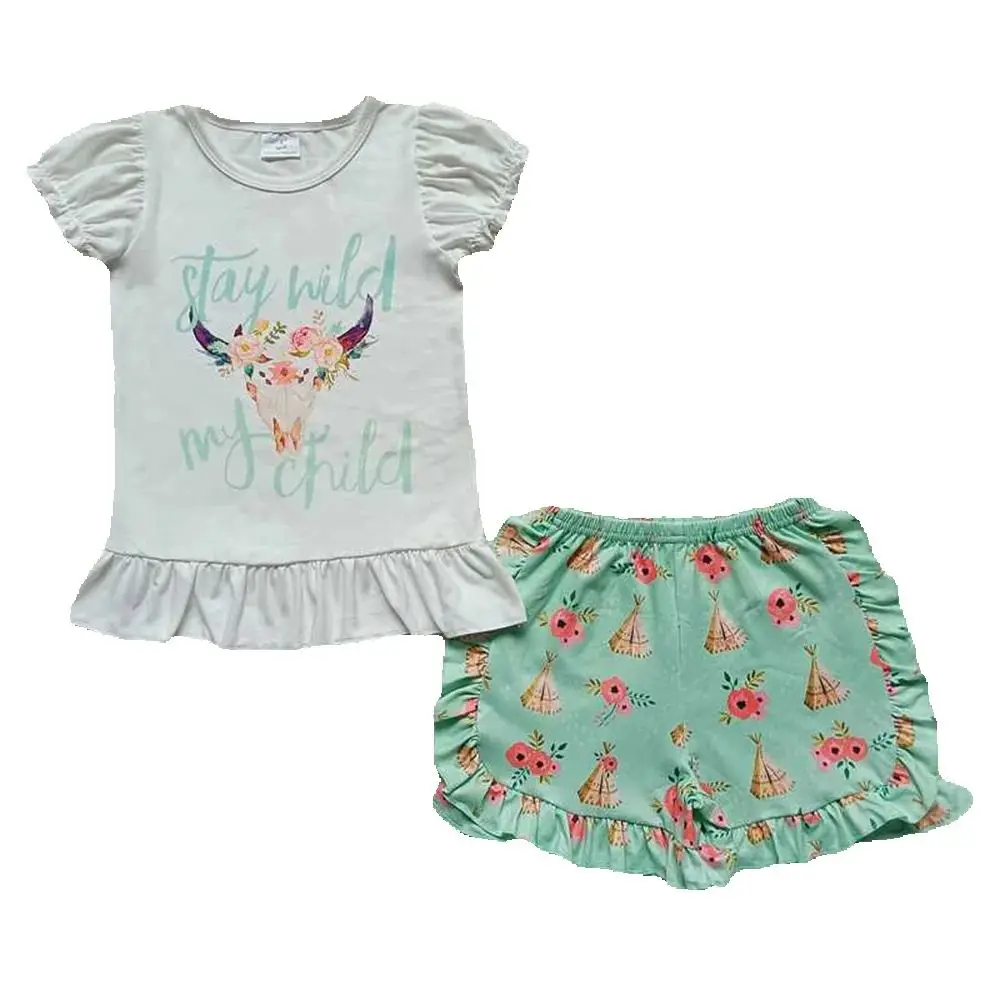 Heifer flower exquisite ruffles Shorts sets