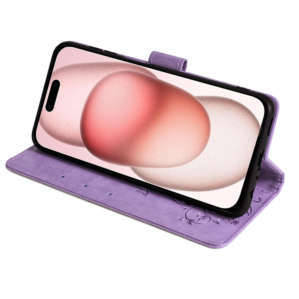 Novo estilo de luxo borboleta carteira flip case para motorola moto g play 2024 stylus 2023 5g 2022 cordão couro 2 slots cartão livro