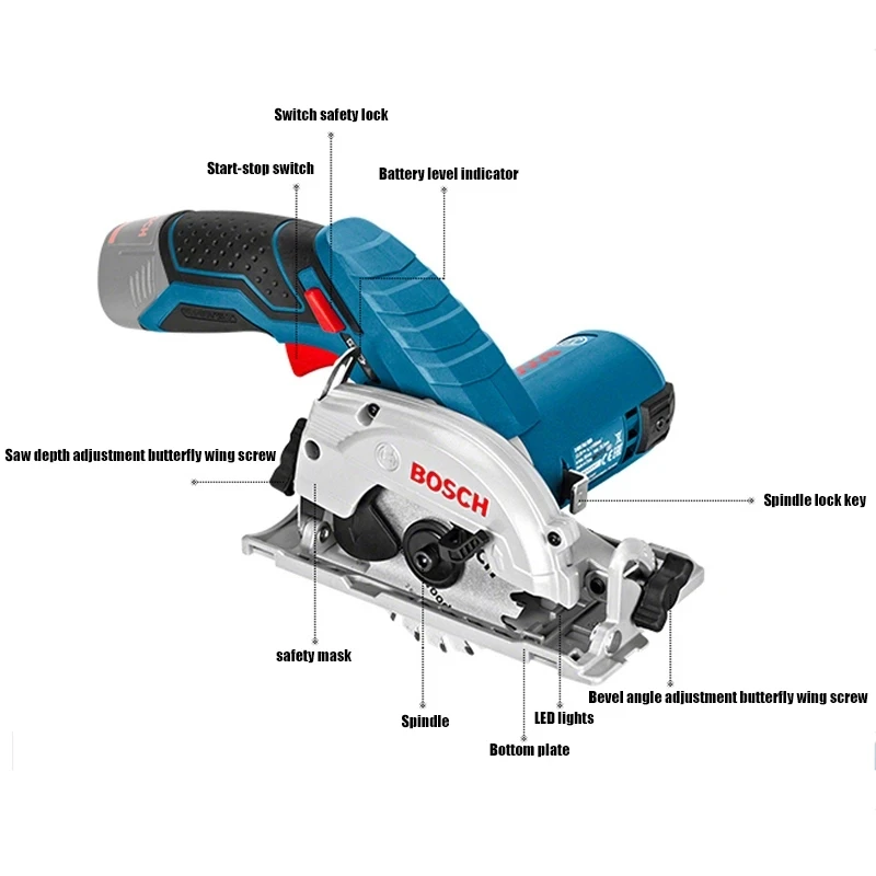 BOSCH GKS 12V-LI Electric Circular Saw Professional Multifunctional Rechargeable Cordless Woodworking Cutting Saw Household