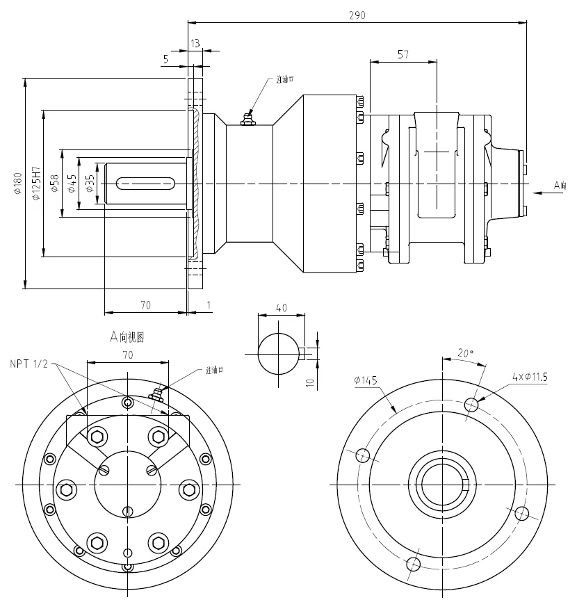 Pneumatic Gear Motor Planetary Gear Reduced Air Motor