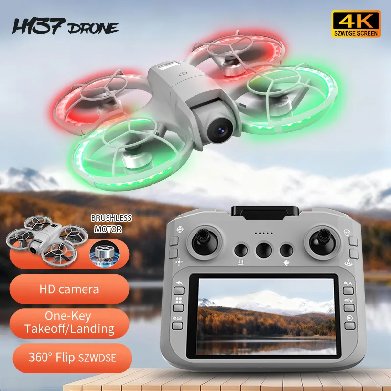 H137 PRO RC Drone 4K Professional HD Aerial 180° Dual Camera Photography Brushless Screen Remote Control Aircraft Quadcopter Toy