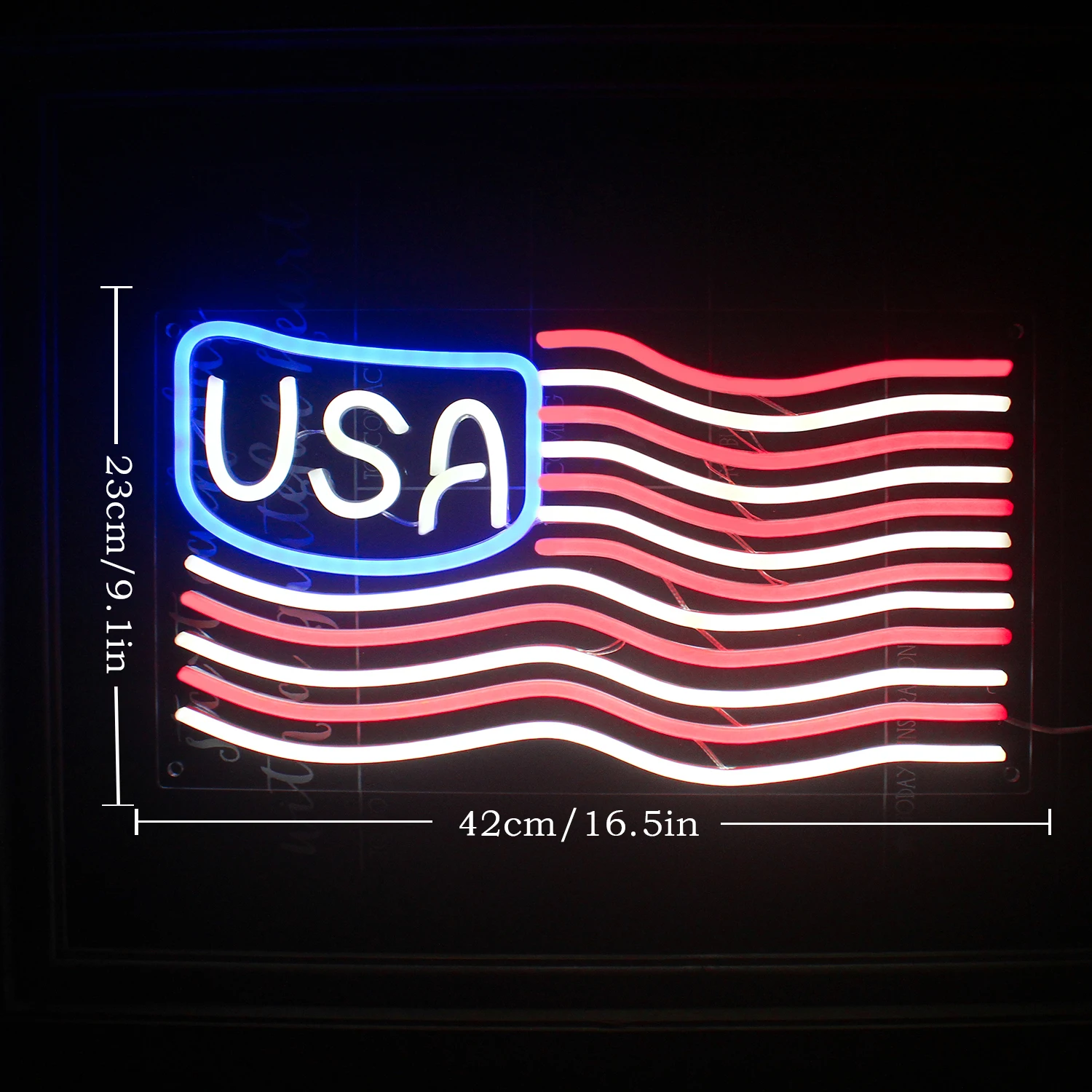 Wangxing American Flag Pattern Neon Sign  USA Supporters Exterior Light For Make American Great Again Aesthetic Wall Decoration