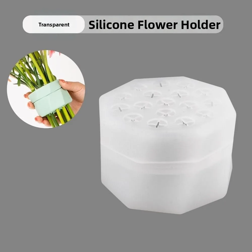Reusable Spiral Ikebana Stem Holder Flexible Rotatable Flower Arrangement Holder Waterproof 17 Holes Silicone Blossom Grid
