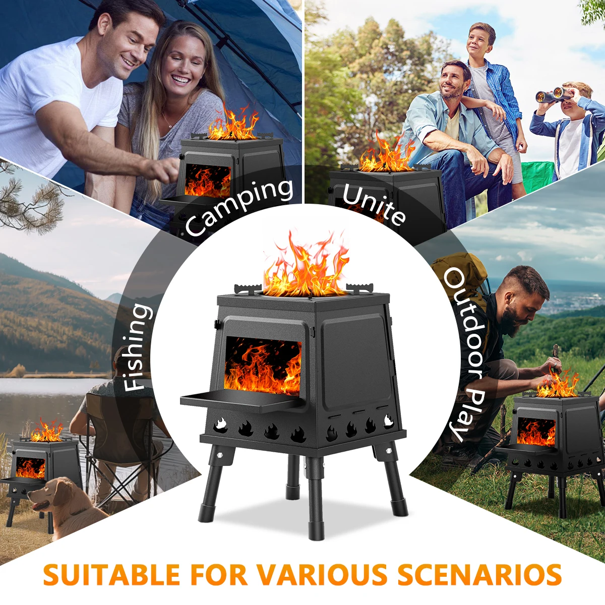 Portable Cast Iron Wood Camp Stove 6