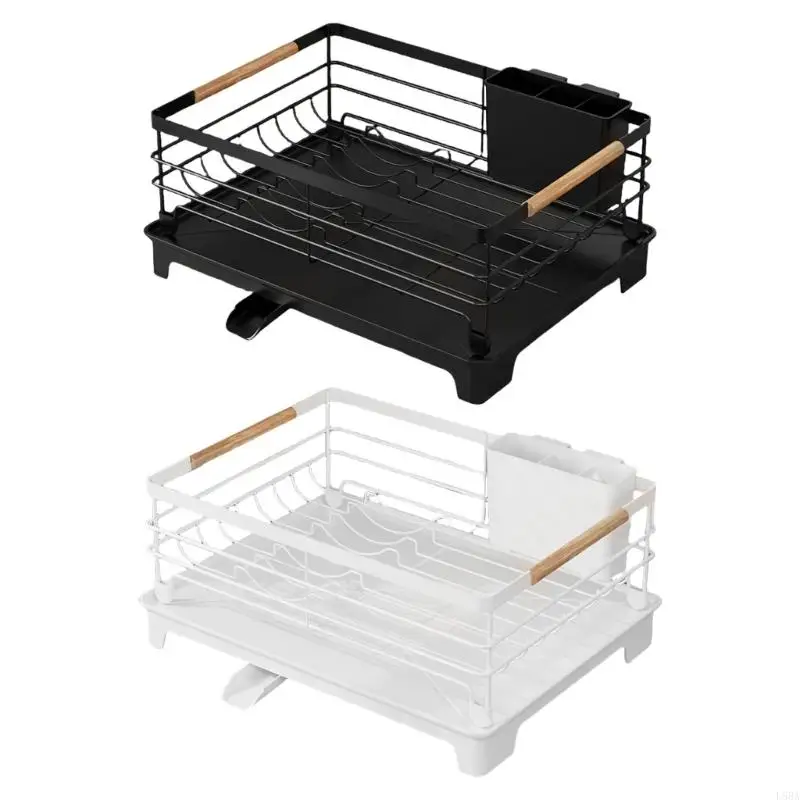 

Space Saving Kitchen Drying Rack With Automatic Drainage Tray Rust Resistant Construction And Removable Cup Utensil