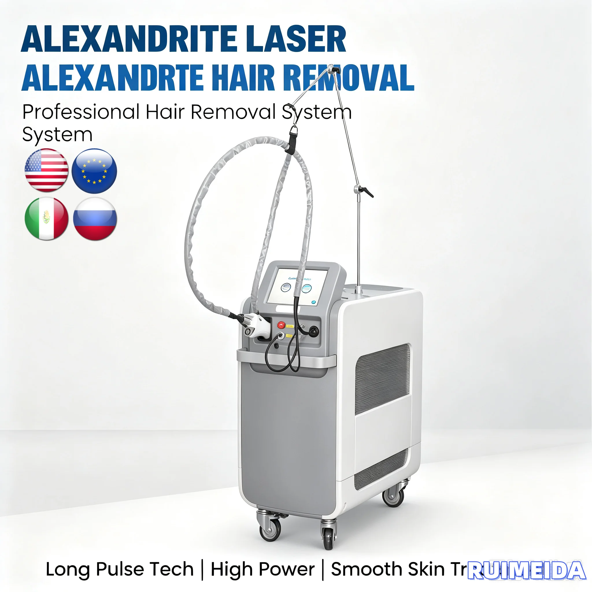 Alexandrite 755nm Lase Hair Removal Machine 1064nm Long Pulse Improve Pigmentat Remove Red Blood Vessels Skin Whitening Device