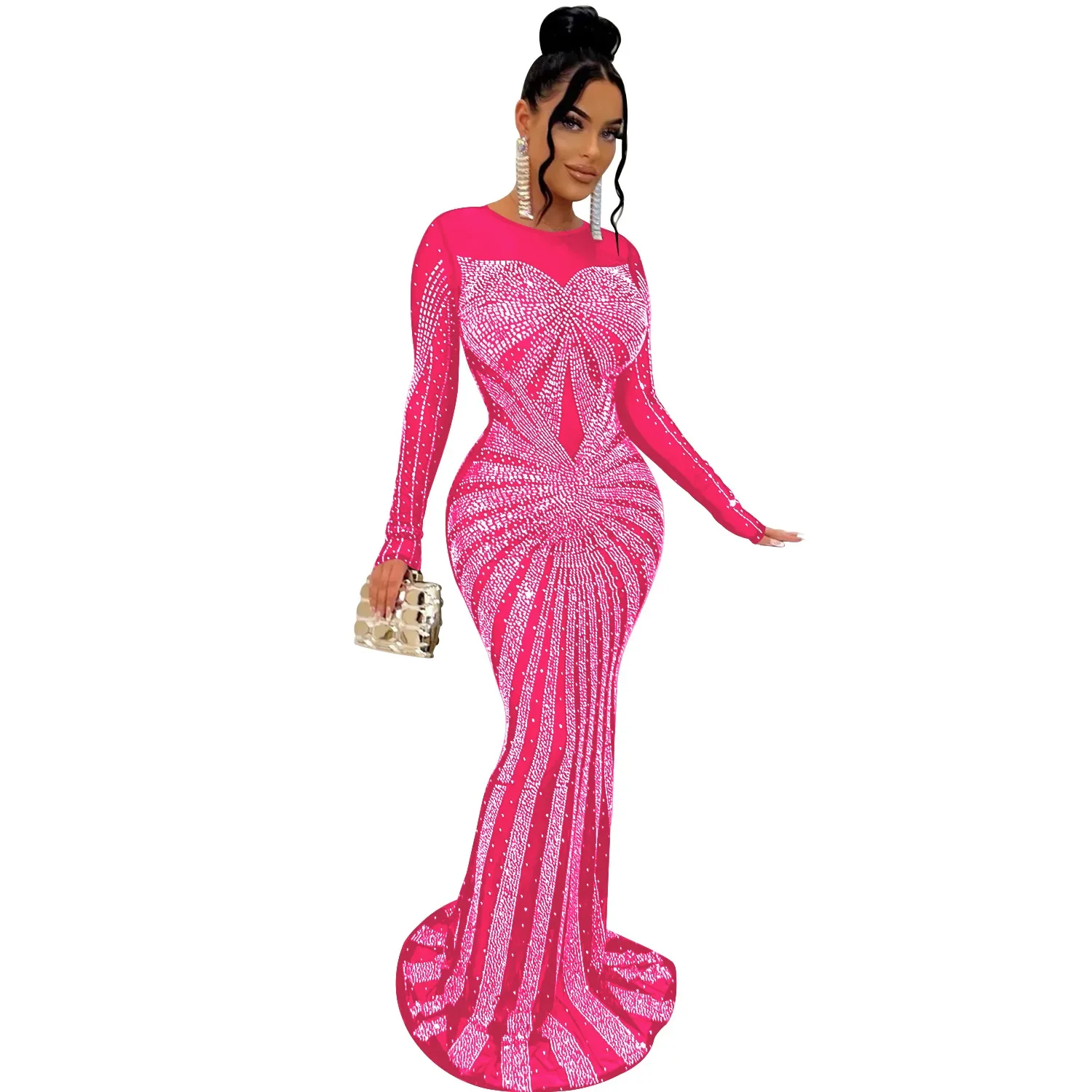 African Fashion Sexy Dress Evening Women Party Club Mesh Bodycon Elegant Dresses African Maxi Dresses for Women