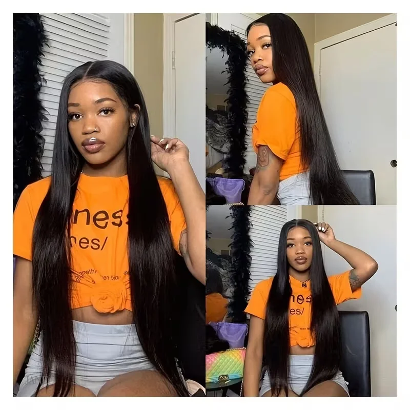 Bone Straight Human Hair Bundles 22 24 26 Inch 15A Double Weft Extensions 3 Bundles Real Human Hair Natural Black For Black Women
