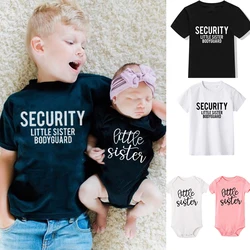 Big Brother Security Little Sister Bodyguard Kids Boys T-shirt Newborn Baby Infant Girls Rompers Sibling Matching Clothes Outfit