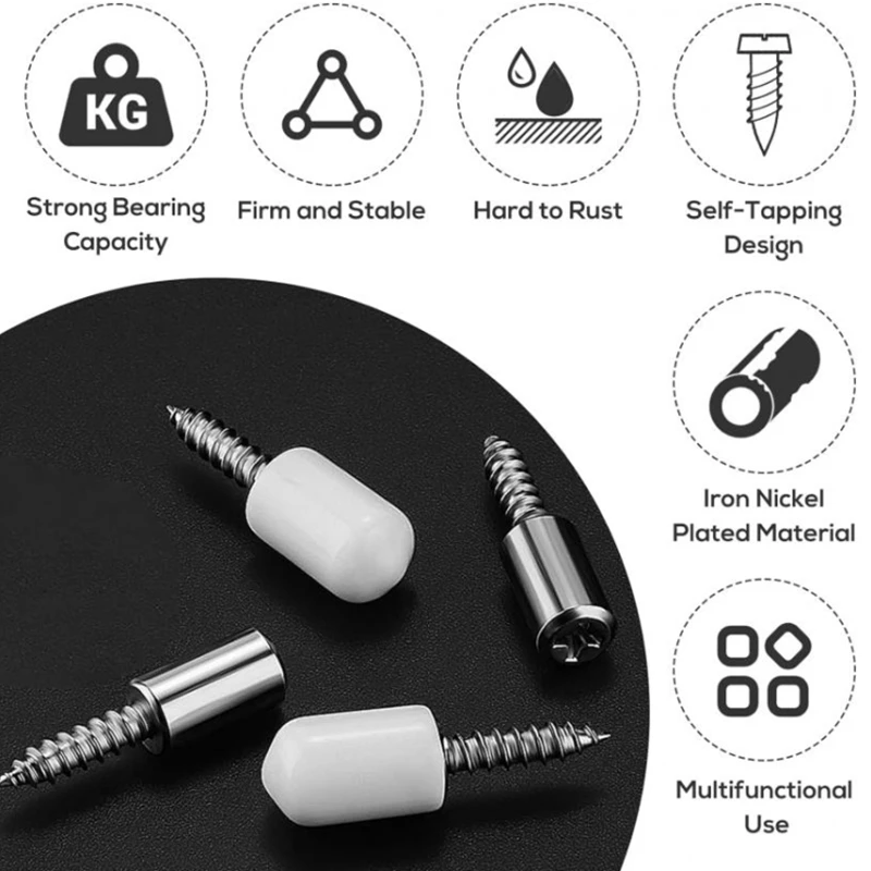 ใหม่ 100-10PCS Self Tapping สกรูชั้นผู้ถือแผ่นตู้เสื้อผ้า Septum วงเล็บสกรูชั้นวางสนับสนุนหมุดแขนกันลื่น