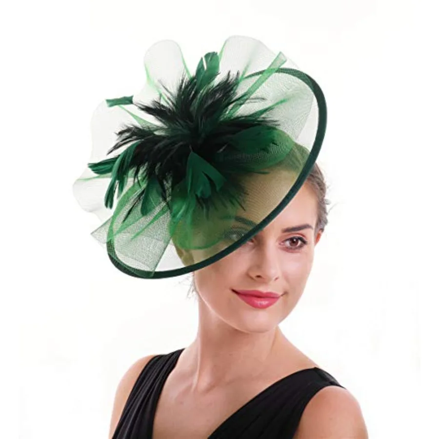 

SAFERIN Women's Fascinators Feathers Tea Party Hat Veil Headband with Hair Clip for Cocktail Church