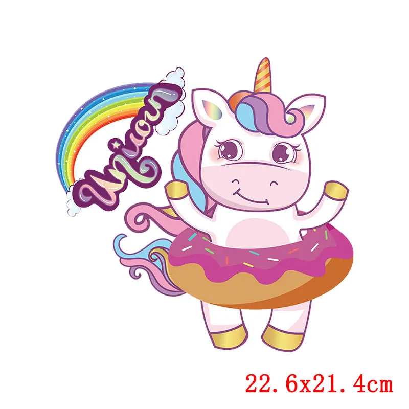 Unicorn Patch Thermo Sticker On Clothes Cartoon Animal Patches For T-Shirt Iron On Transfer For Clothing Applique Thermal Decor