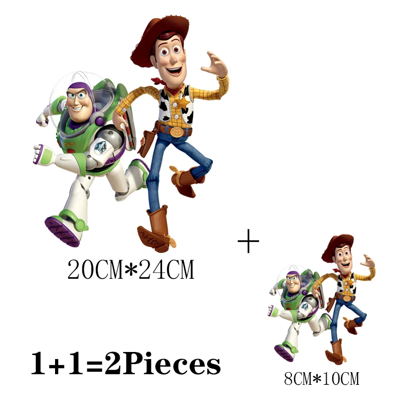 2Pcs/Lot Toy Story Disney Iron On Thermoadhesive Patches Heat Thermal Transfer Fusible Stickers For Clothing Ironing Application