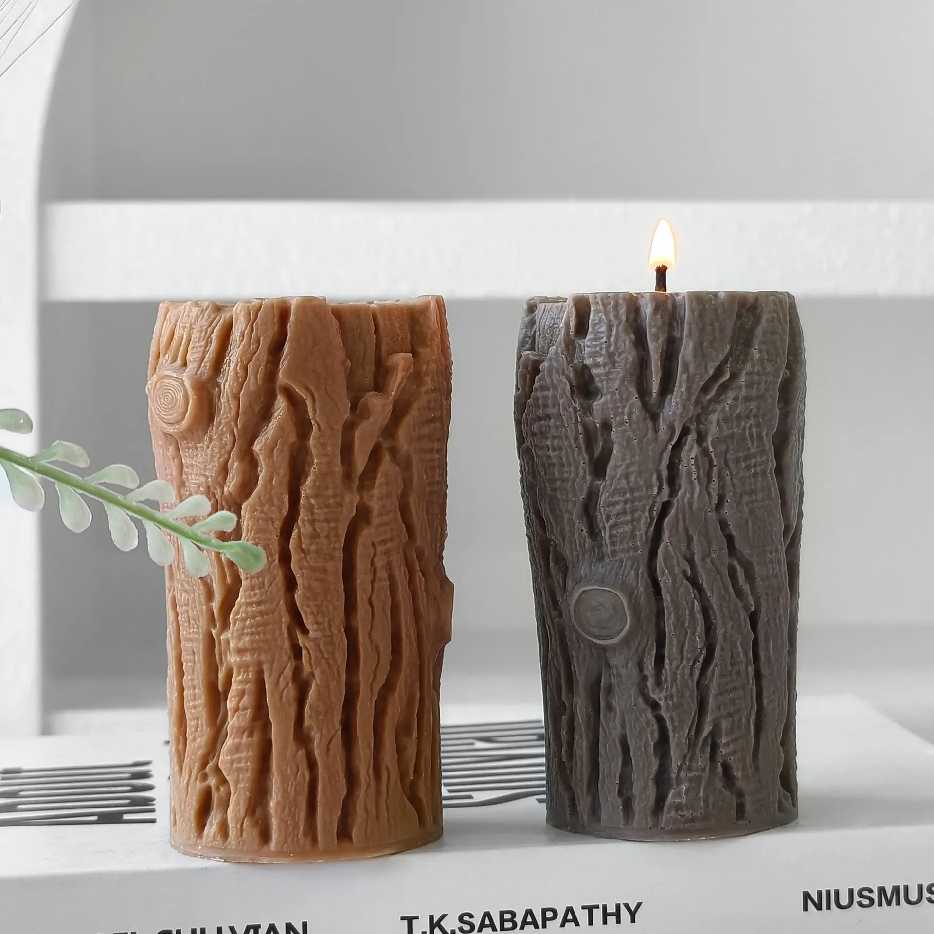 Stump Aromatherapy Candle Silicone Mold Diy Bark Candle Plaster Ornament Mould