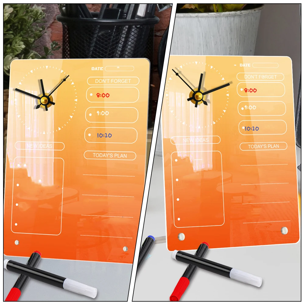 

1 Set Desktop Acrylic Memo Board With Clock Multi-Function Planner Erase Writing Board For Office Wall Mount Time Management