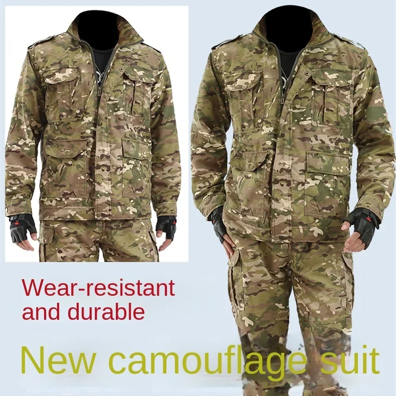 thickened camouflage clothing, spring and autumn labor protection clothing, wear-resistant and dirt resistant training clothing