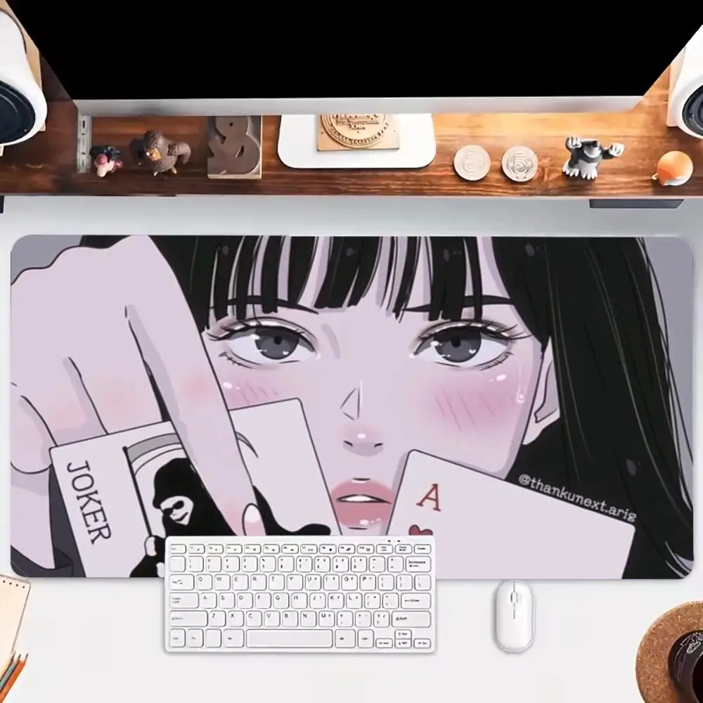Anime girl large mouse pad  Large Gaming Mousepads Table Cushion Non-slip Desk Accessory Aesthetic Laptop Tablet Mat PC Playmat