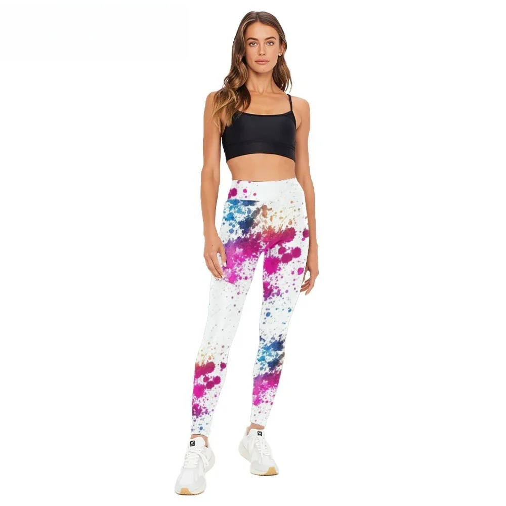 Pantalon de Yoga taille haute imprimé éclaboussures d'aquarelle, Leggings au toucher nu toutes saisons, collants d'entraînement amincissants, bas de Fitness tendance