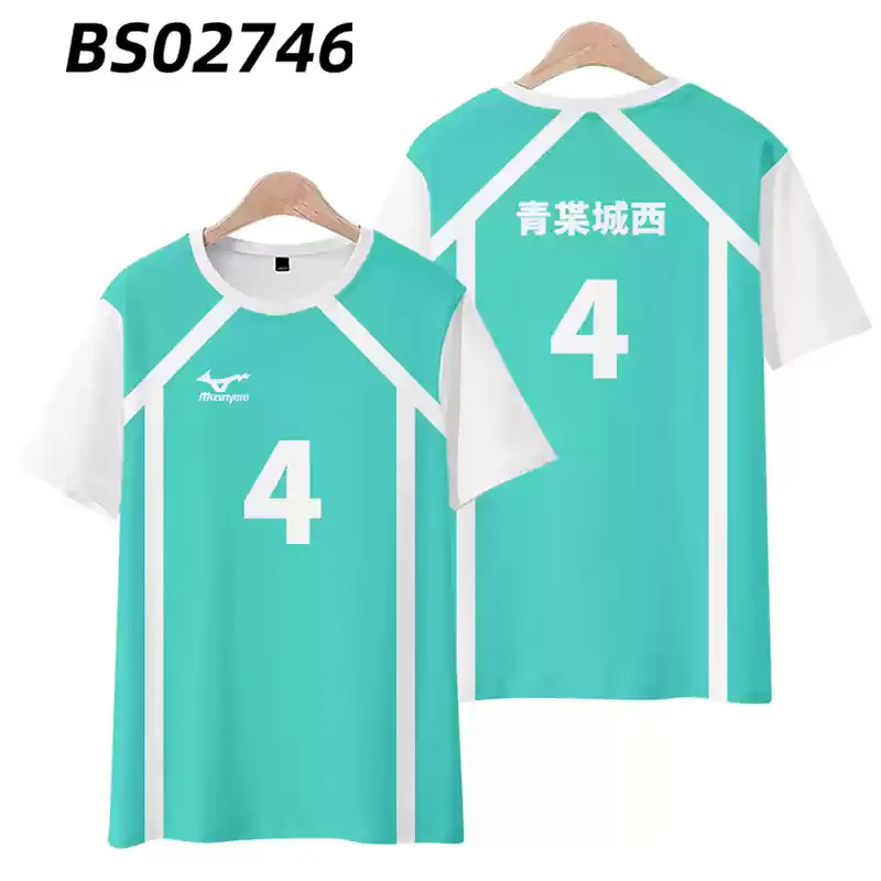 New Aoba Johsai High School Oikawa Tooru T-shirt Nekoma Haori Cospaly Costume Men Inarizaki Karasuno T Shirt Short sleeve tee