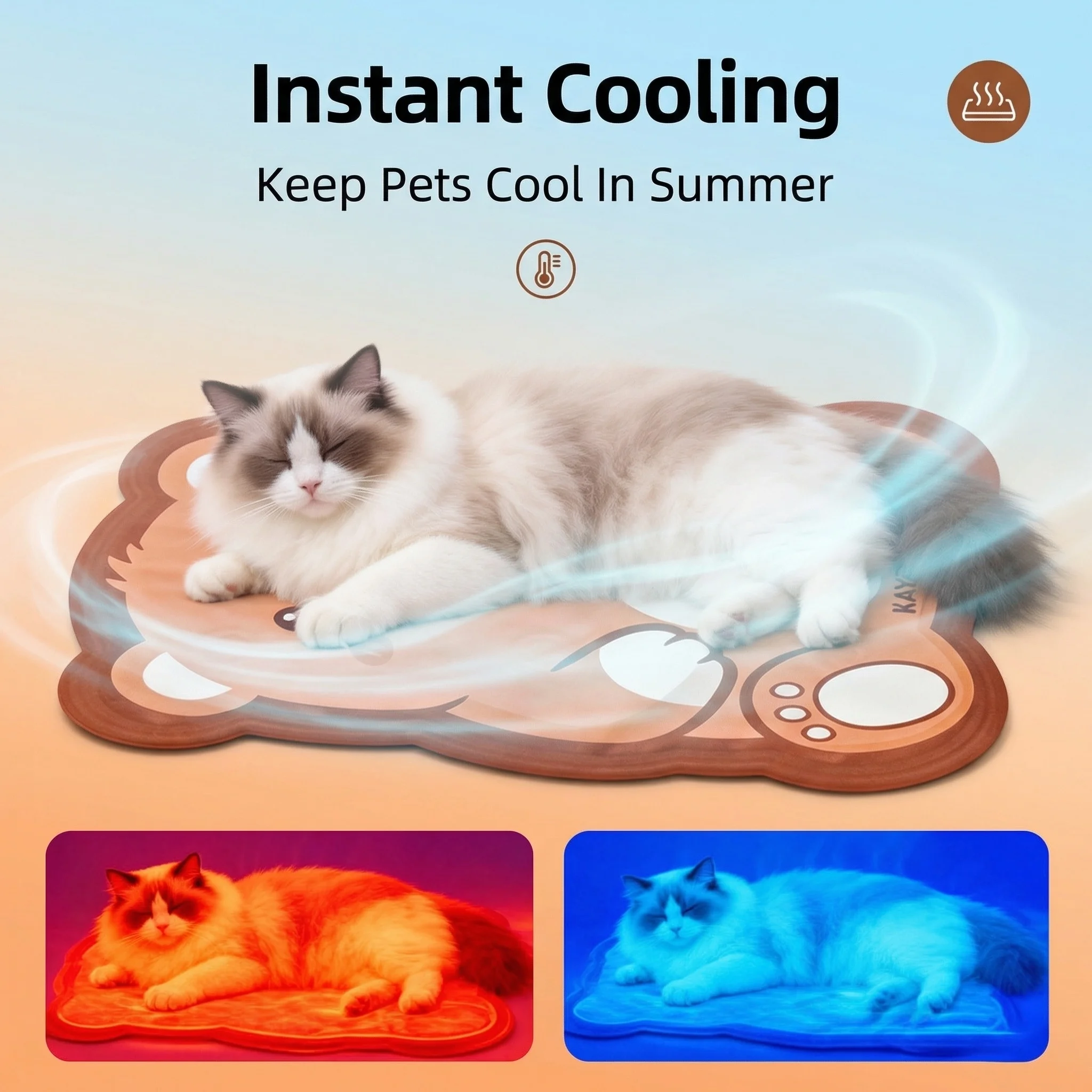 Summer Pet Cat Cooling Mat Cartoon Bear Water Injected Ice P