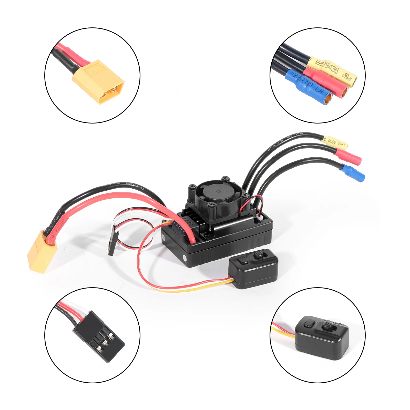 1/10 RC 자동차용 스위치 모드 BEC가 내장된 60A 브러시리스 ESC 2-3S 온로드/오프로드/버기/몬스터