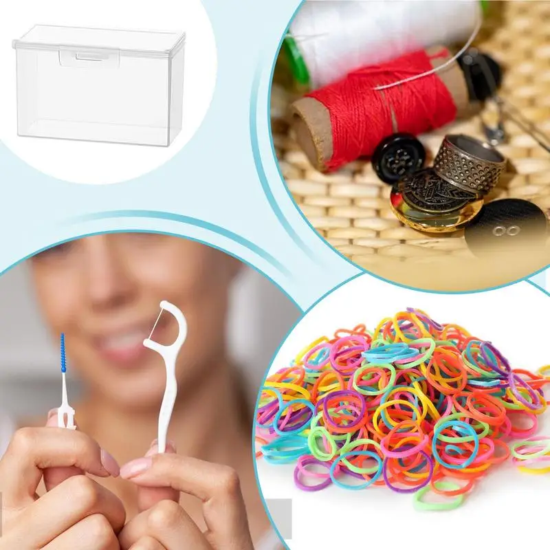 Caja de almacenamiento portátil para artículos pequeños, organizador transparente, contenedor para pendientes, anillos, joyas, soporte para bastoncillos de algodón