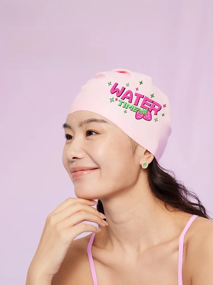 watertime-シリコンスイミングキャップ-レディース-プラスサイズ-ノータイタイプ-大きな頭囲-防水耳保護-プロフェッショナルスイムキャップ