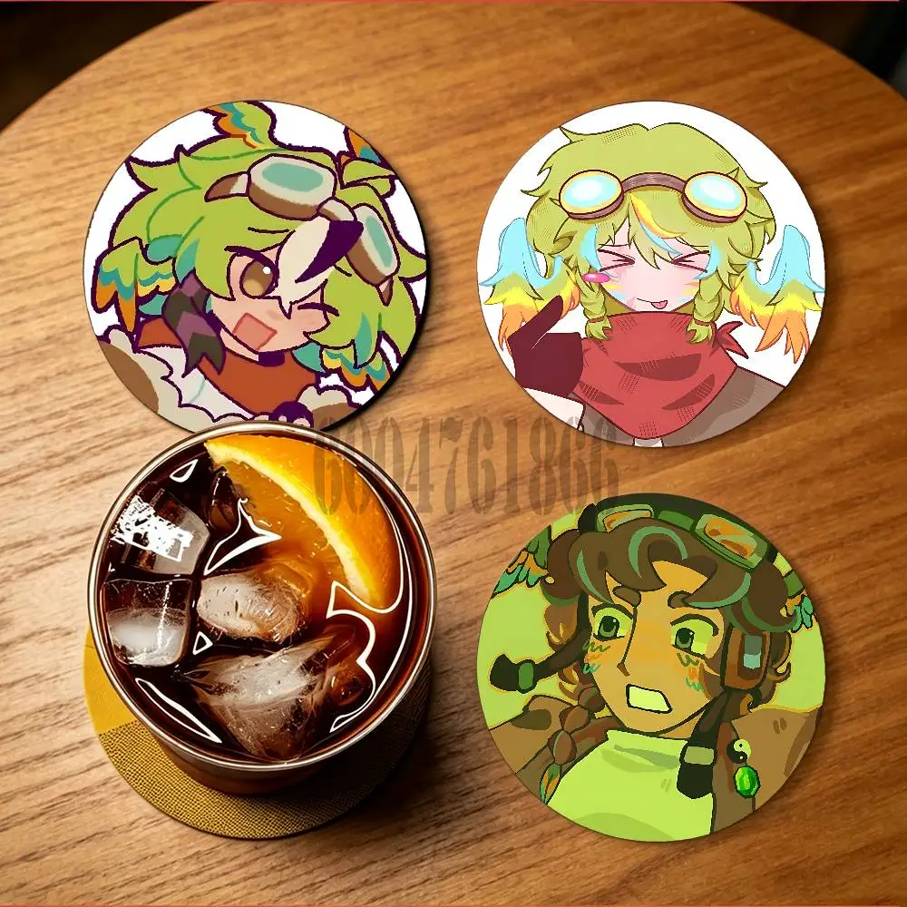 PARROTX2 Wooden Cup Mat Cappuccino Vodka Juice Water Coaster for Flower Shop