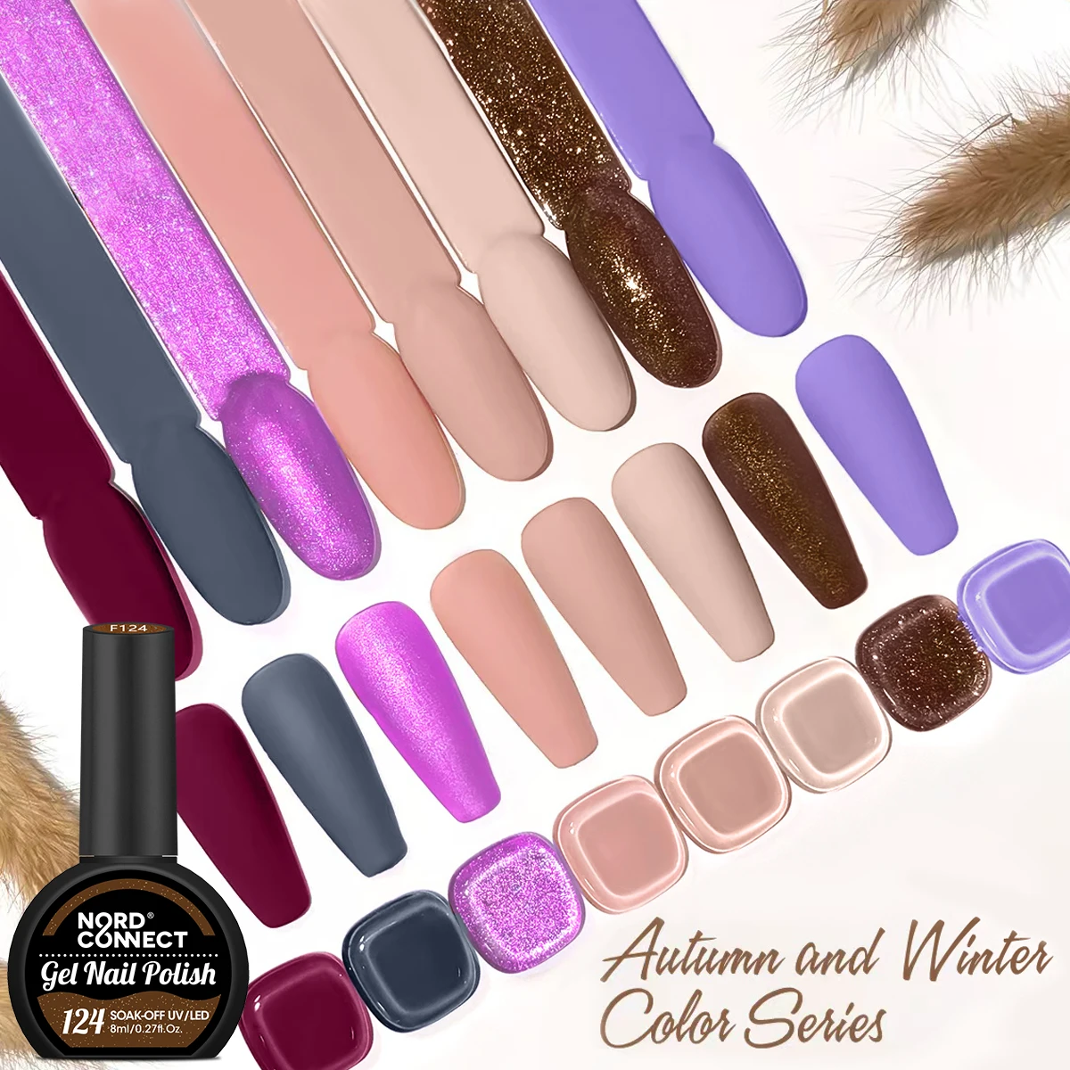 Conjunto de esmaltes nude doces de 8 ml - sem álcool, adequado para adultos, esmalte semi-permanente Soak-Off LED, creme, amarelo, pino