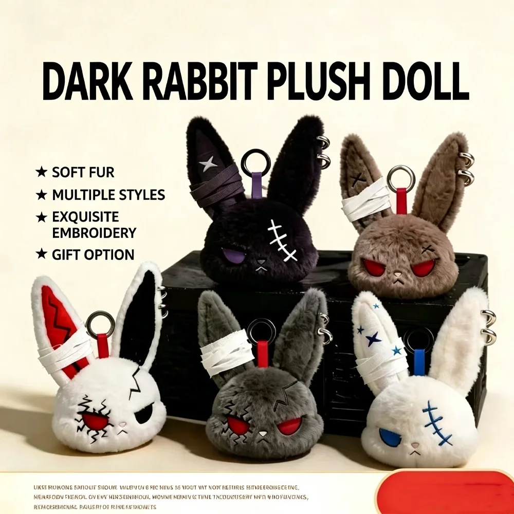 

Funny Dark Rabbit Plush Hanging Ornament Cute Bully Rabbit Keychain Gift for Teens Trendy Toys