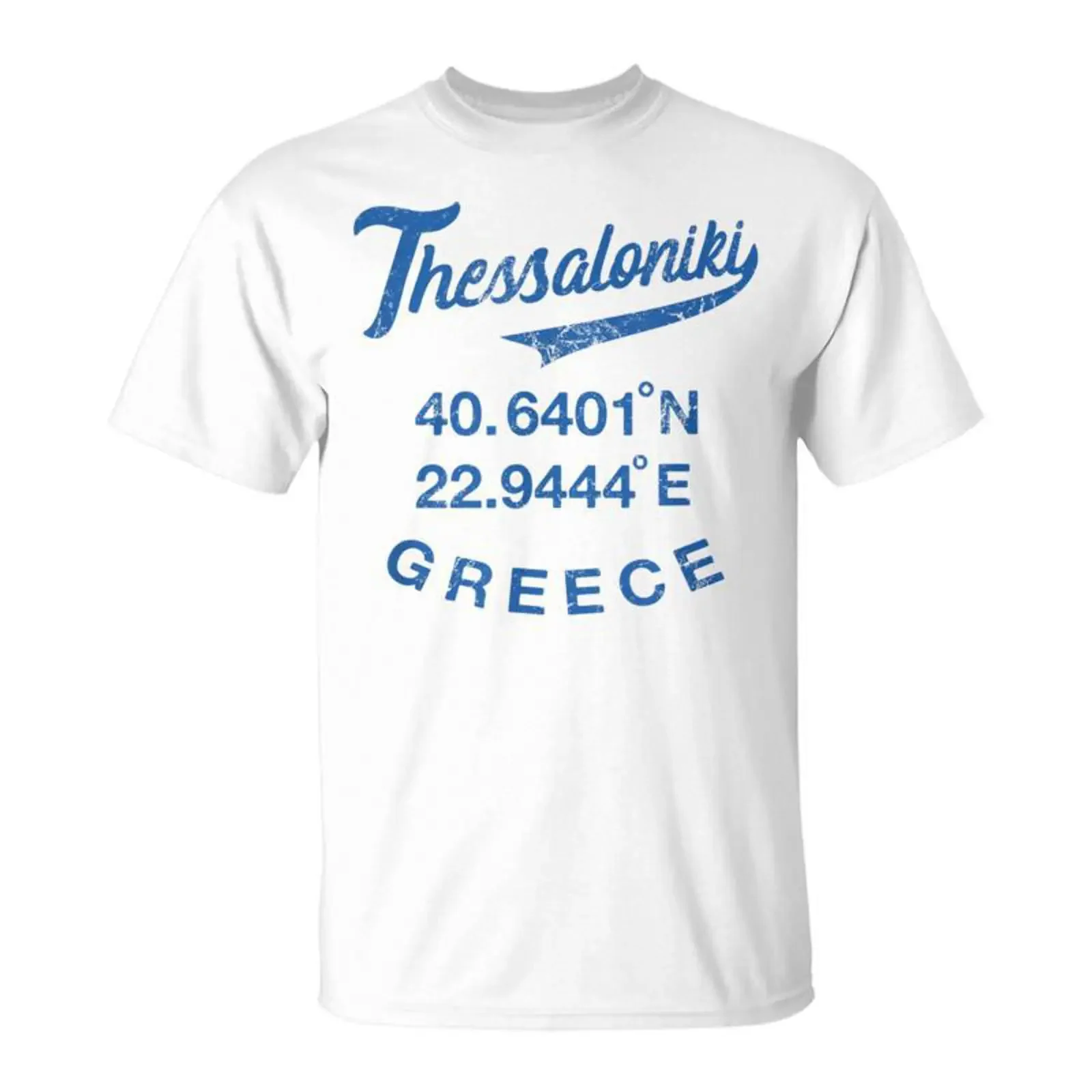 Greece Thessaloniki Greek Coordinates Vintage T Shirt Monsterry vintage Washed Slightly Comfortable Unisex