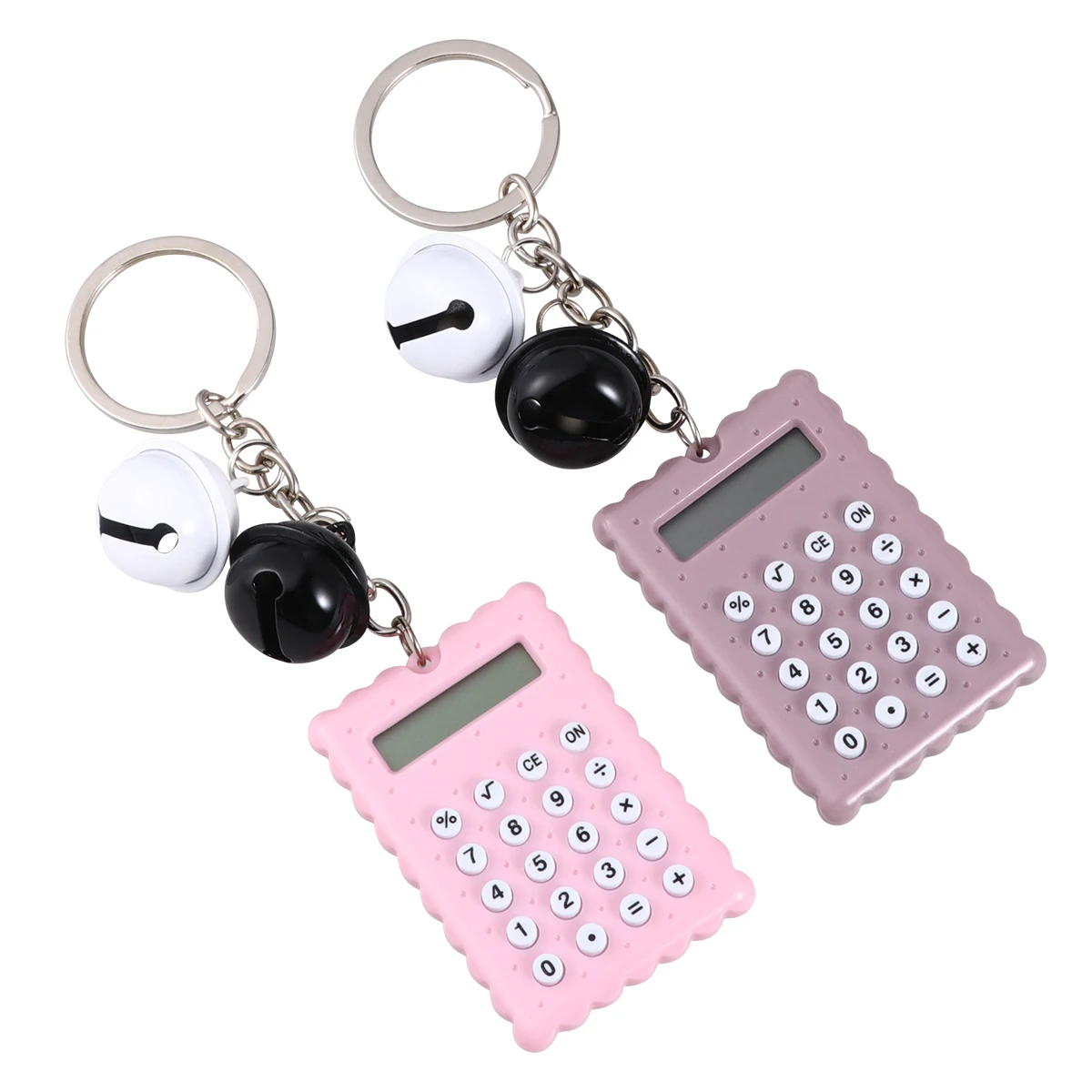 2pcs Mini Calculator Portable Electronic Keychain Computer Durable PVC Compact Lightweight Home Office School Kids Gifts