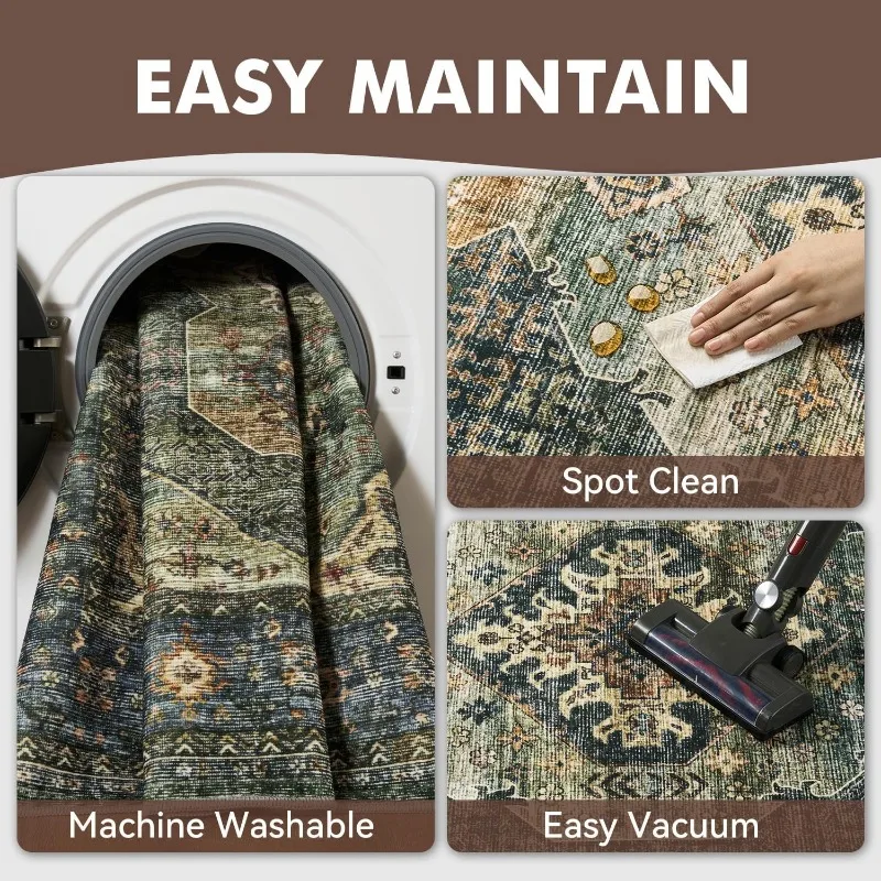 Nordic Style Living Room Carpet Retro Geometric Pattern Bedroom Rug Machine Washable Non-slip Fashion Luxury Coffee Table Mat 러그 view 6