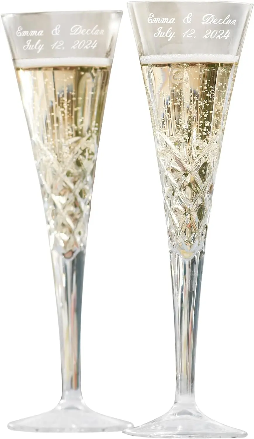 

Personalized Toasting Flutes - European Fine Crystal - Anniversary Toast - Set of 2